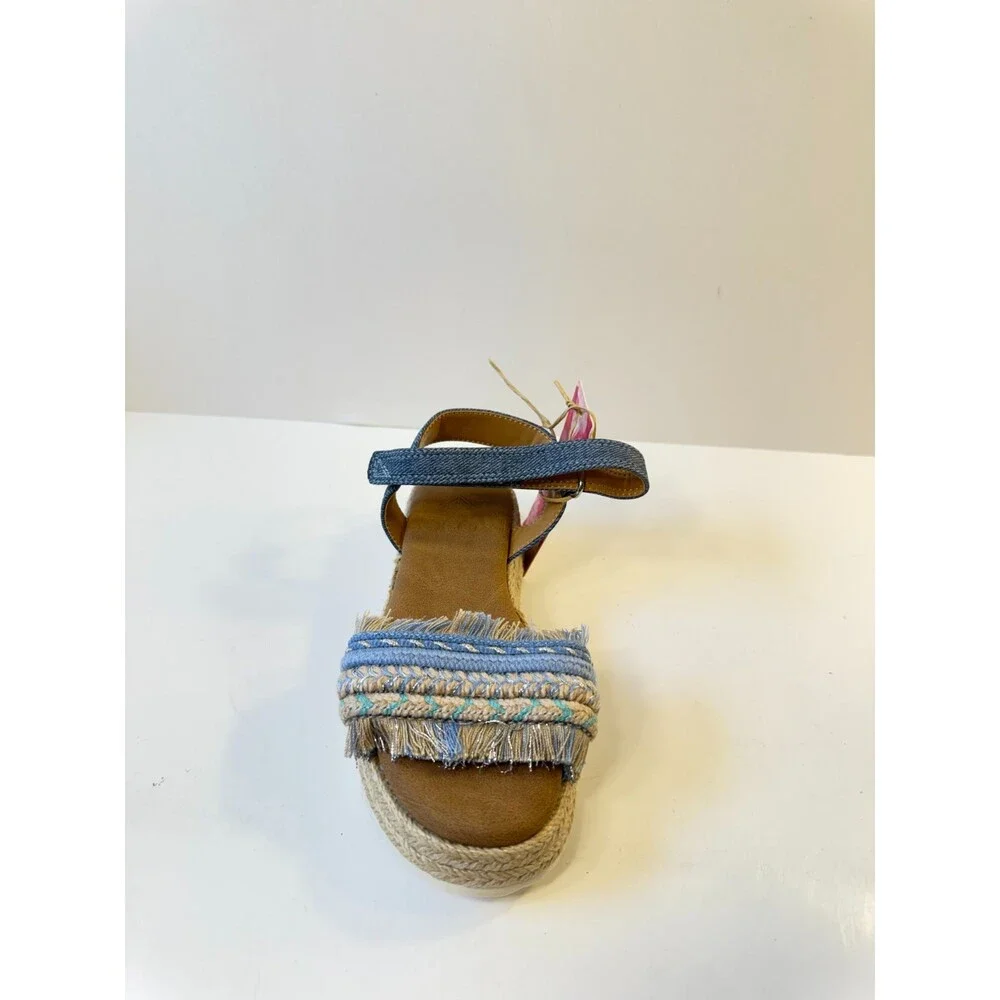 Roxy Kids Sandals Platform Braided Jute Wedge Multicolor US 11